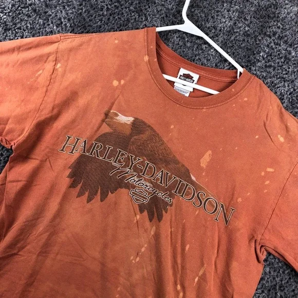 Harley-Davidson Shirt Mens Large Orange Smoky Mountain Eagle‎ Maryville TN USA