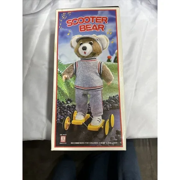 RARE 1980's SCOOTER BEAR BATTERY‎ OPERATED -BRAND NEW/ORIGINAL FACTORY BOX