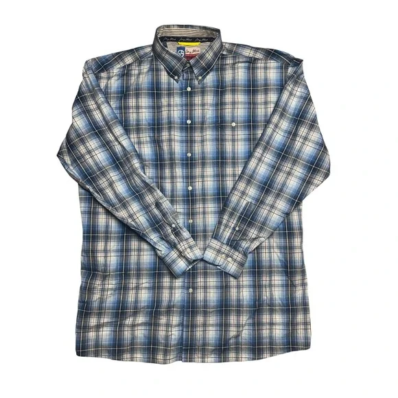 Wrangler George Strait Cowboy Cut Blue Plaid Western Shirt 3XLT MGSB045