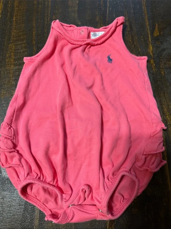 Ralph Lauren Coral Pink Sleeveless Infant Romper
