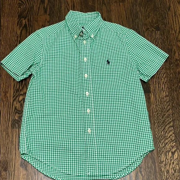 Ralph Lauren Green Gingham Poplin Shirt size 8