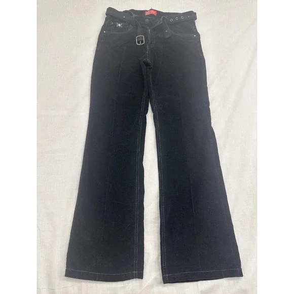 Faded Glory  Girls Size 14 Black Corduroy Bootcut Pants With Belt