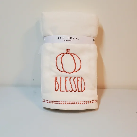 New Rae Dunn Blessed Pumpkin Set of Hand Towels