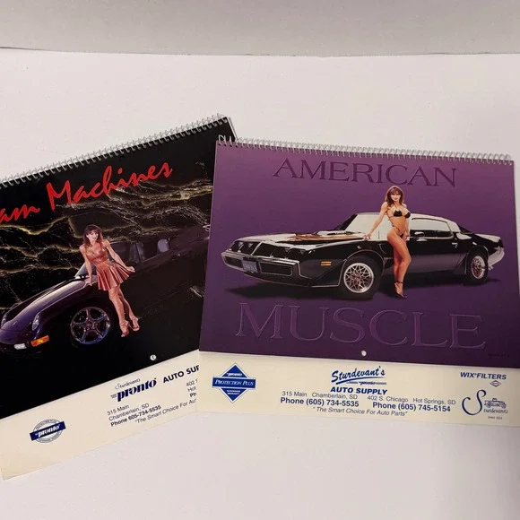 Vintage 1998 American Muscle Cars Pinup Calendars Sturdevant's Auto Supply 2pk