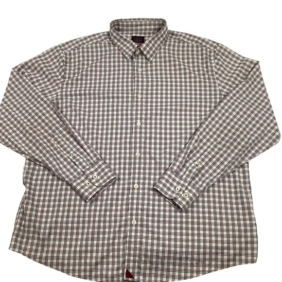 UNTUCKit Men's 2XLPlaid Button Down Long Sleeve Shirt Rosedale Red Nylon Spandex