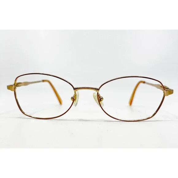 Sans Pareil Eyeglasses Womens Brown Gold Linda Evas 286 Cocoa 135 50-17-135