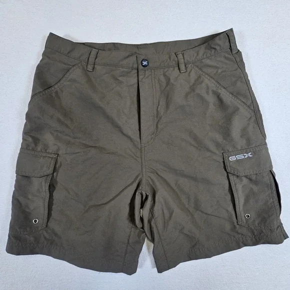 Guide Series Extreme GSX mens olive green cargo shorts size 34 nylon solid flat
