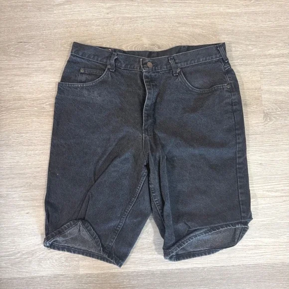 Lee Denim Shorts Mens 36 Black Vintage 90s Made in USA Cotton Casual