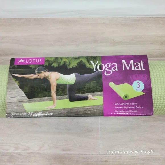 New In Package Lotus Printed Yoga Mat,‎ Green, Lightweight 24