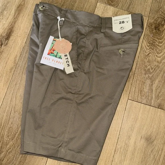 Free Planet Men's Stretch Chino Shorts‎ Preppy Desert Taupe Size 28 NEW
