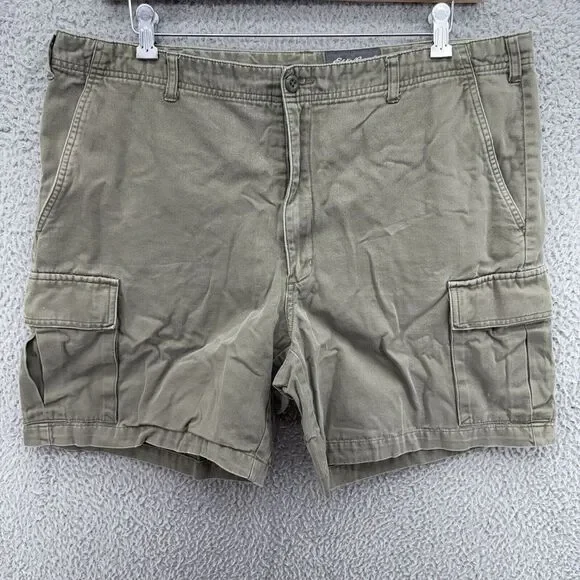 Eddie Bauer Mens 40 Green Canvas Cargo Hiking Shorts High Rise 7