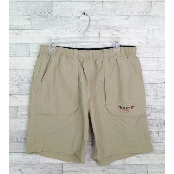 Vintage 90s Mens Ralph Lauren Polo Sport Khaki Cargo Hiking Shorts Size Large L