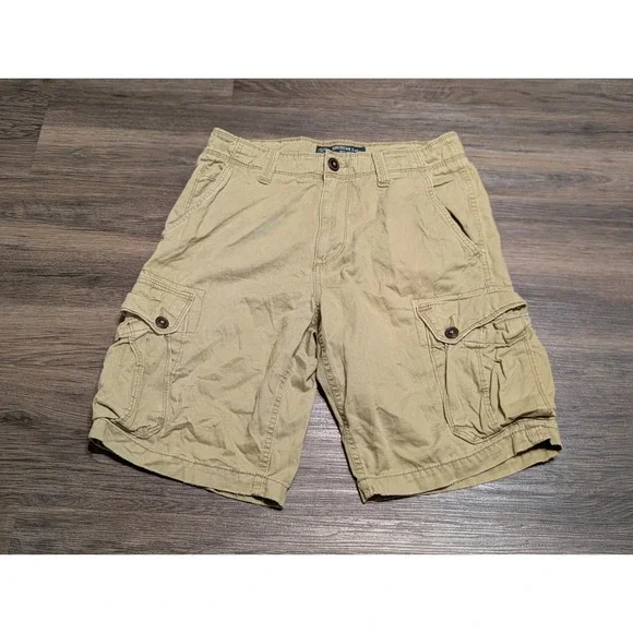 American Eagle Outfitters Mens 31 Cargo Shorts Khaki Tan Cotton Rugged Outdoor
