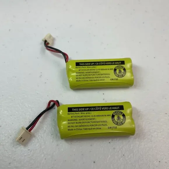 Two Rechargeable Battery Packs BT183342 / BT283342 2.4V 400mAh Ni-MH VTech At&t