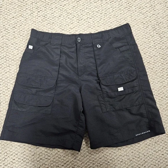 Columbia PFG Cargo Fishing‎ Hiking Black Shorts Men's 38x10 Omni-Shade