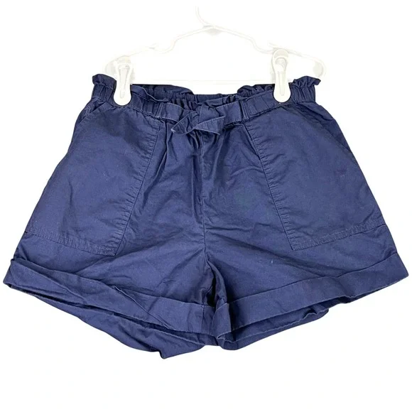 Polo‎ Ralph Lauren Chino Shorts Paperbag Waist Cotton Navy Blue 12 Girls
