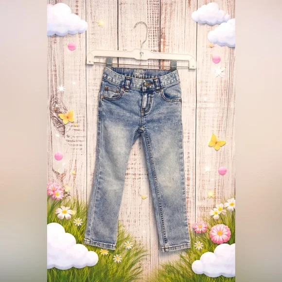 Wonder Nation Toddler Girls Light Wash Slim‎ Jeans Size 4 Adjustable Waist