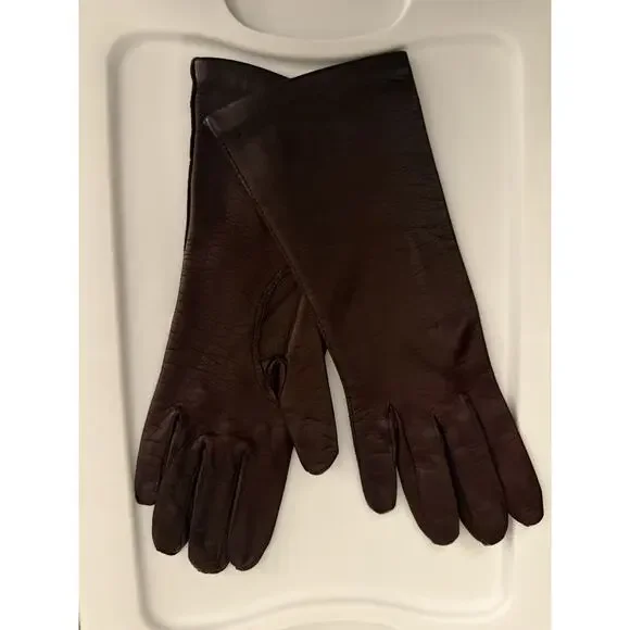 VTG made In Italy Leather Gloves Burgundy Brown 7