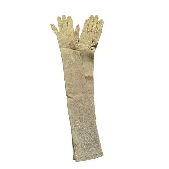 Finale Vintage Long Gold Metallic Gloves Size Small Medium