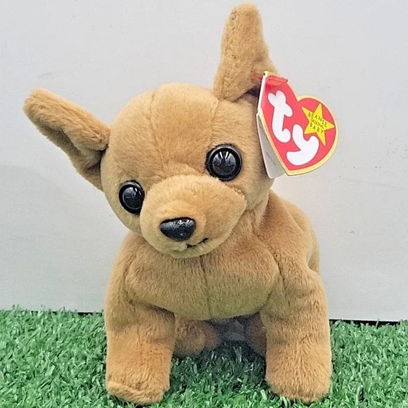 1998‎ Ty Beanie Baby Tiny the Chihuahua Rare, Rare Tag Errors Plushie Puppy