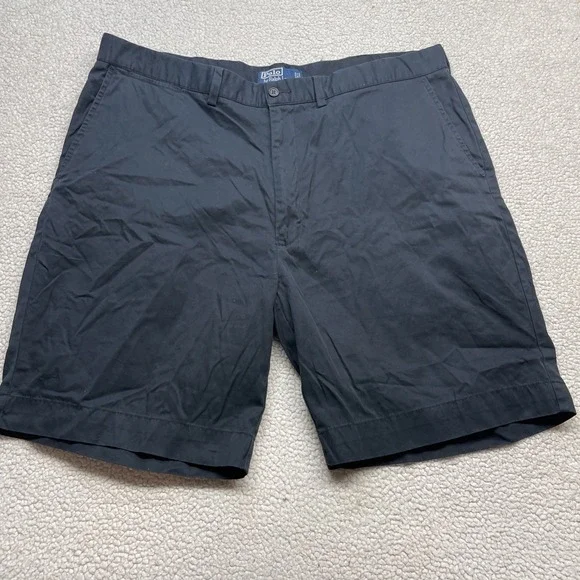 Polo Ralph Lauren Shorts Mens 40 Navy Blue Chino Flat Front Cotton Twill 0804
