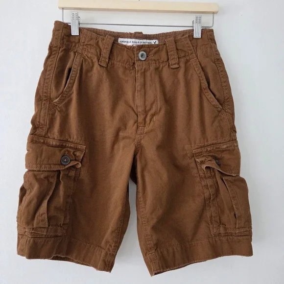 American Eagle Outfitters Men Brown Classic Cargo‎ Shorts Size 28