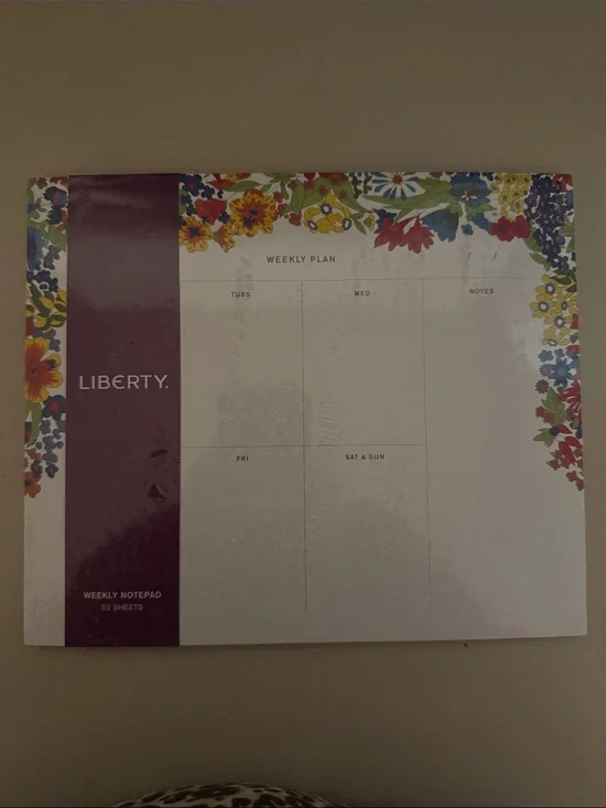 Liberty Floral Weekly Planner Pad - Purple Spine with Multicolor Flowers