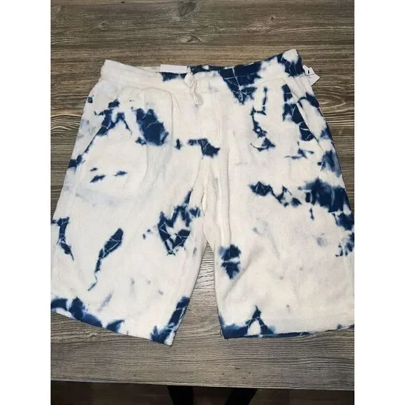 Joes Jeans Boys White & Blue Tie Dye Terry Cloth Jogger Shorts Slim Fit Sz XL. E