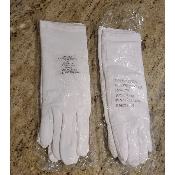 2 Pair New! Womens Size L/XL White Stretch Grip Lined Costume Uniform Gloves