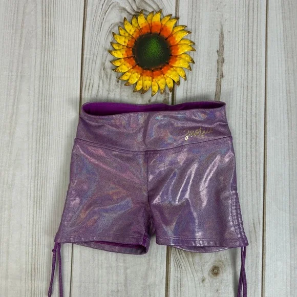 Justice Girls All Over Foil Iridescent Dance Shorts - Size‎ S (7/8)