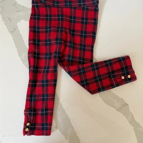 Janie and Jack Red and Black Plaid Leggings