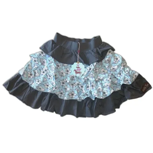 NEW Matilda Jane girl skirt 10 tiered Nina Character Counts grey aqua blue white