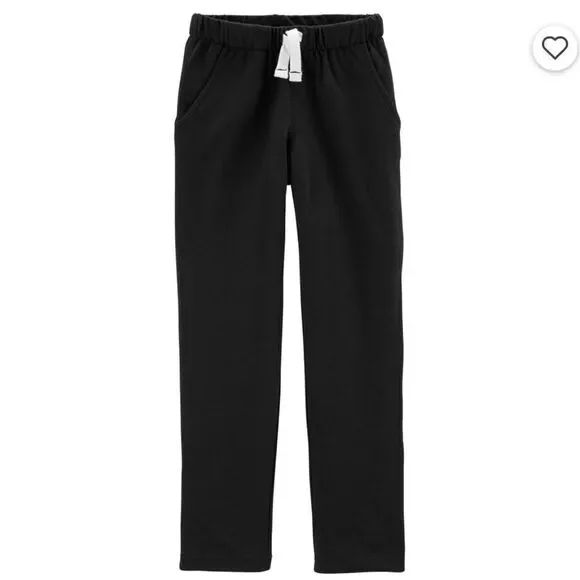 Carter’s Kid’s Black Pull On Drawstring Fleece Straight Leg Sweatpants Size 4