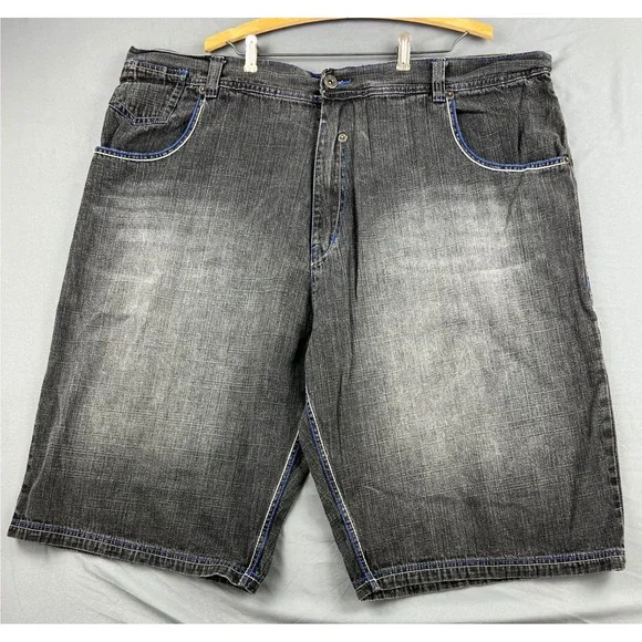 Evolution In Design Denim Shorts Mens 48 Black Blue Fade Baggy Y2K Hip Hop Jean