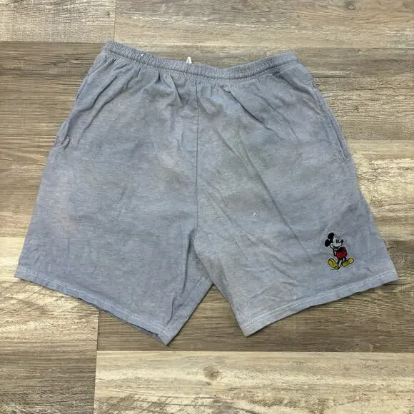 Vintage Disney Shorts Mickey Mouse Baby Blue Men L Drawstring USA Made Sweat