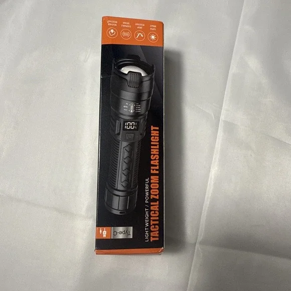 Tactical Zoom Flashlight LED‎ Rechargeable Super Bright Waterproof Camping Light