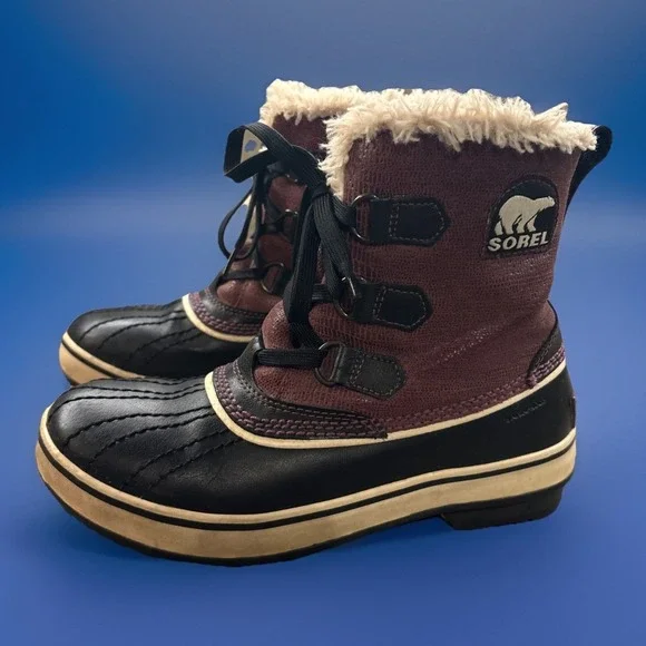 Sorel Waterproof Tivoli Purple Black Womens Boots NL1631-639 US 7 Excellent Cond