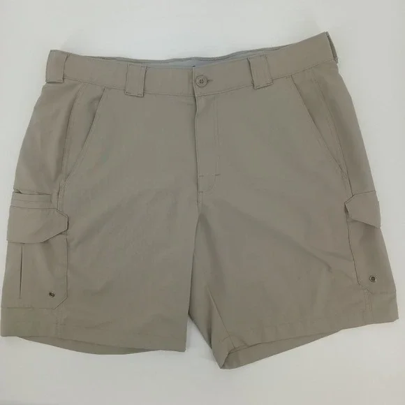 Bimini Bay Outfitters Mens Performance Cargo Fishing Shorts Khaki Tan Size 40