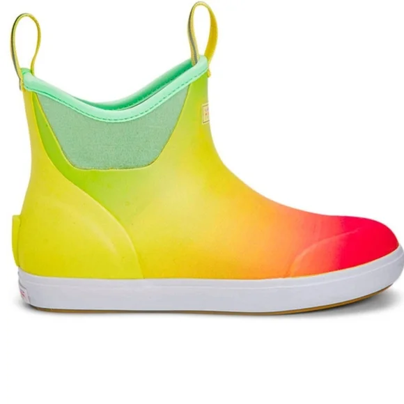XTRATUF Yellow Aurora Colorful Waterproof Ankle Deck Boots Women's Size 6 NWT