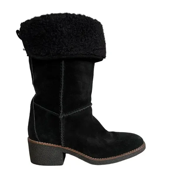 Coach Turnlock Shearling Boot in Black Suede size 7