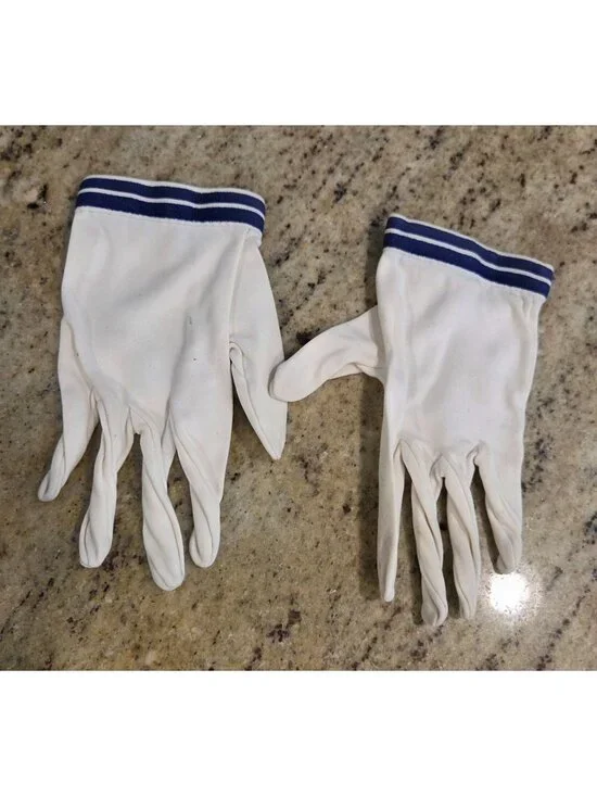 Christian Dior Size S Gloves Short Nautical White Blue Stripe Wrist Sea Island