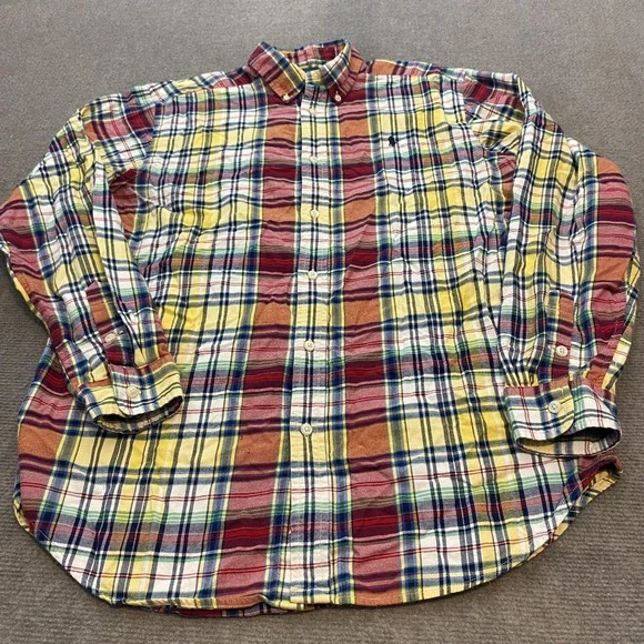 Ralph Lauren Shirt Youth XL 18-20 Madras Plaid Button Down Long Sleeve Pony Logo