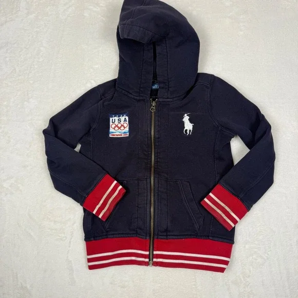 Ralph Lauren Team USA Olympic Vancouver 2010 Full‎ Zip Hoodie Kids 6 Sportswear