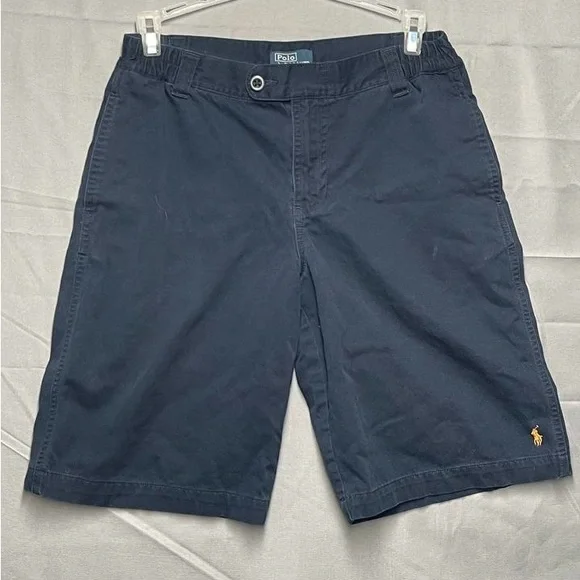 Polo By Ralph Lauren Kids Boys Size 14 Navy Blue Classic Chino Shorts‎ Preppy