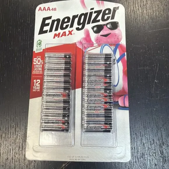 48 Count AAA Energizer Max Batteries 12/2036 1.5V Alkaline 12 Year Shelf Life