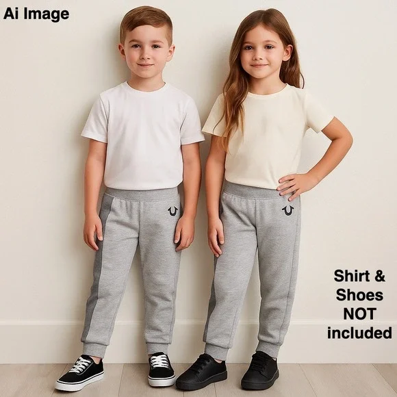 True Religion Kids 4‎ Sweatpants Joggers Gray Mesh Side Logo Sporty Adventurer