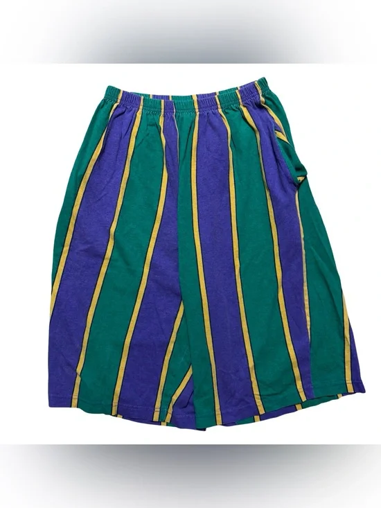 Vintage 1980s Multi Color Mardi Gras Elongated Baggy Streetwear Short Size L