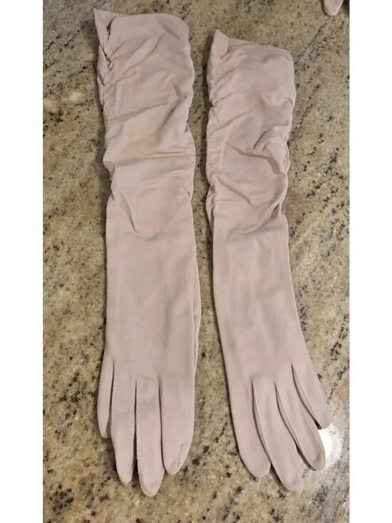 Vintage Womens Size S 6-6.5 Beige Nylon Stretch Formal 16