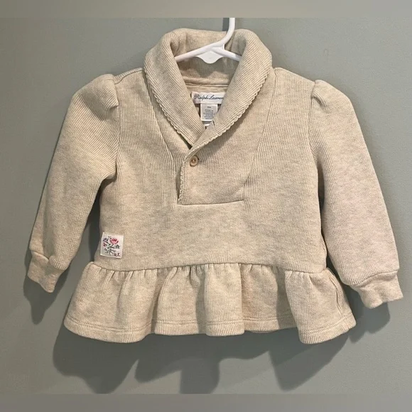 Ralph Lauren Girls' French-Rib Cotton Pullover-Size‎ 9 months
