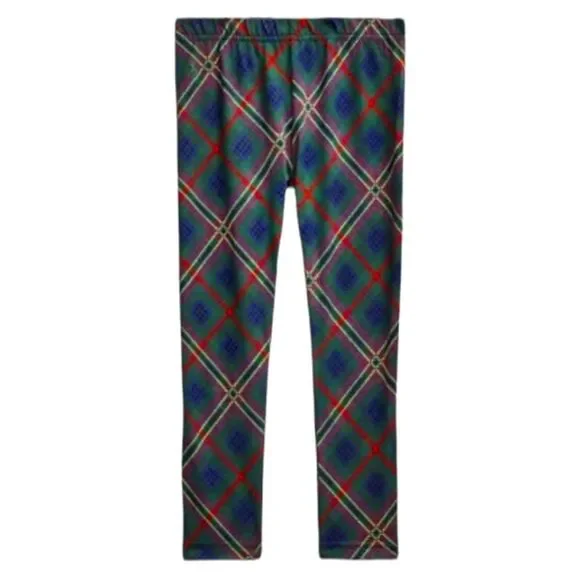 POLO Ralph Lauren Girls Patchwork Plaid Stretch Jersey Leggings Size‎ 6X